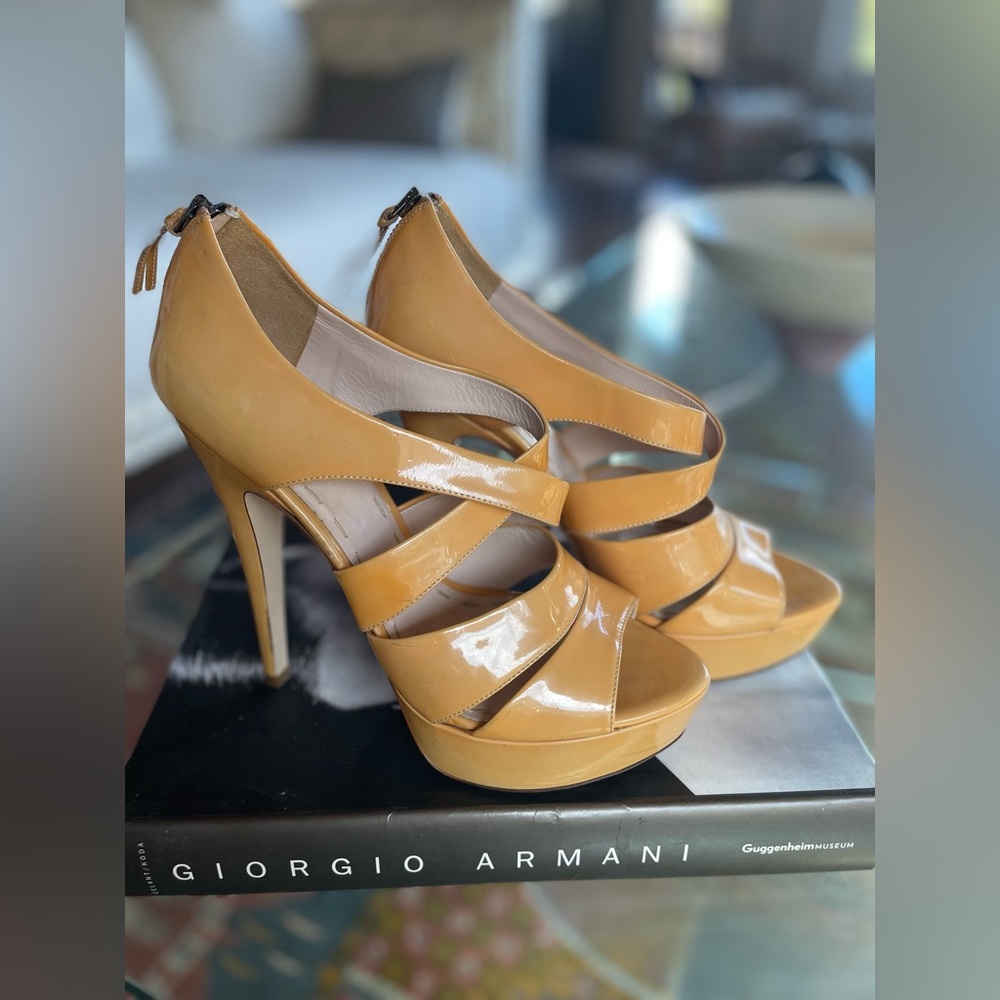 Miu Miu Vintage Patent Leather Platform Ultra High Heels, Size 40 or US 10